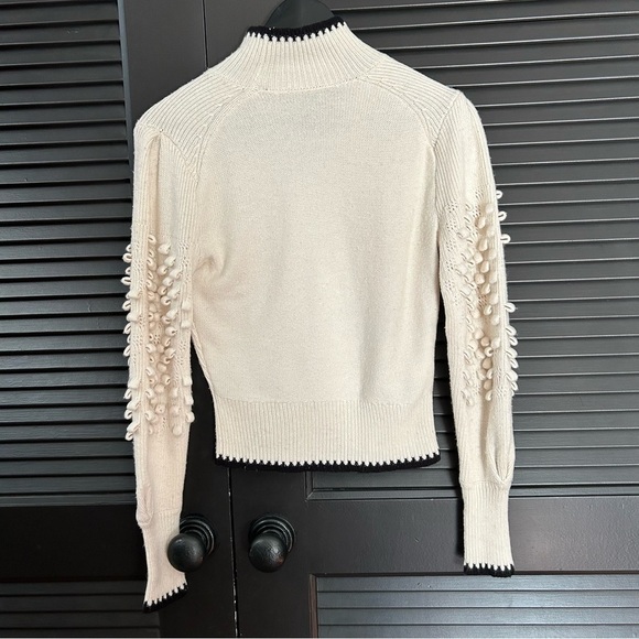 BCBG Max Azria, Turtleneck Pullover Pom Pom Sweater, Merino Wool Blend, Size XXS - Picture 10 of 16